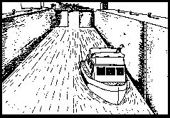 Illustration of a Boat Entering a Lock
